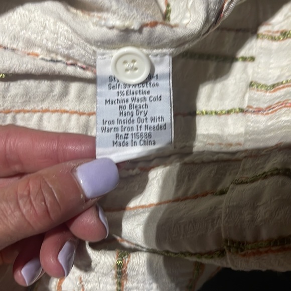 Johnny Was Workshop Shorts S EUC linen striped tie front tassel - Picture 4 of 6